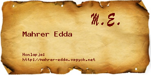 Mahrer Edda névjegykártya